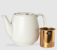 T2 Teaset Hugo White Teapot Medium with Rose Gold Infuser