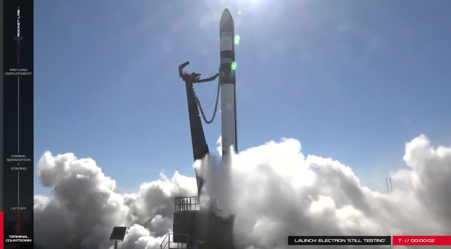 The second launch of a Rocket Lab Electron booster, seen here during an aborted launch try on Dec. 11, 2017, has been delayed until early 2018, the company said Dec. 16.