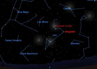 Look inside the sickle of Leo for the point in the sky from which the Leonid meteors appear to radiate.