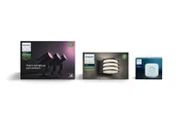 Three Philips Hue Colour Lily Base LED Lights + Philips Hue Lucca Wall Lantern + Hue Bridge | Was: £294.54 | Deal Price £239.99 | Save: £54.55