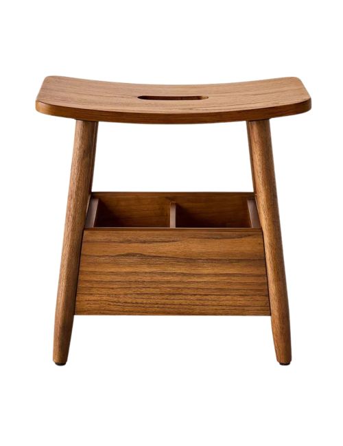 Storage Stool With Compartments Aged Oak