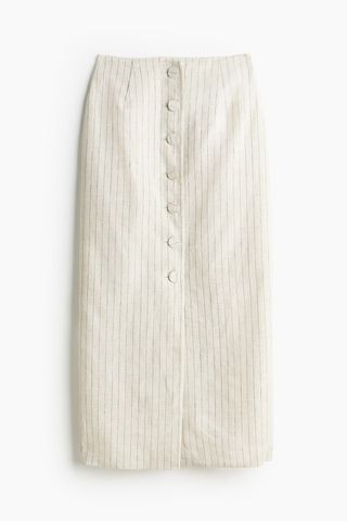 Button-Front Linen Skirt