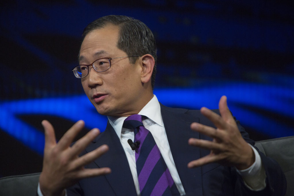 Kewsong Lee, co-chief executive officer of the Carlyle Group LP, speaks during the Bloomberg Invest Summit in New York, U.S., on Tuesday, June 5, 2018. The summit brings together influential and innovative figures in investing for an in-depth exploration of the challenges and opportunities posed by a rapidly changing financial landscape