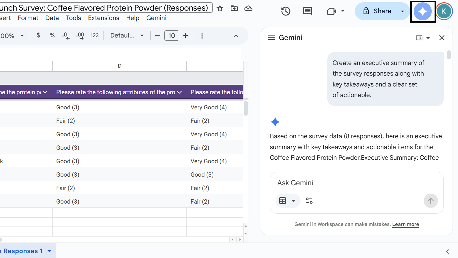 How to use Gemini in Google Forms to auto-build a survey and analyze responses
