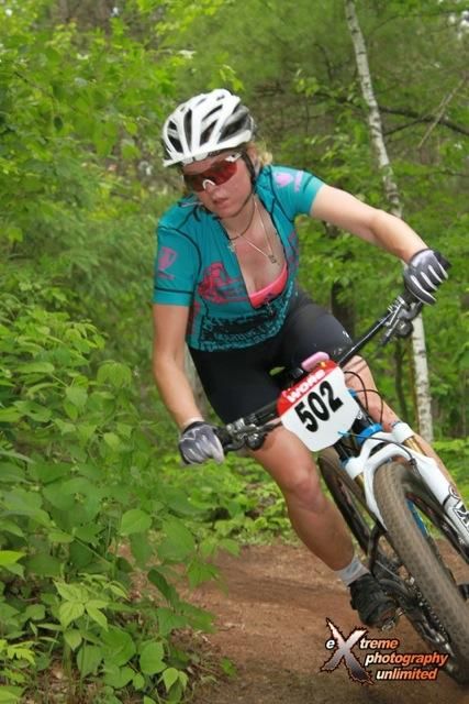 Cooper Dendel (Quick Stop Bike Shop) leans way into the turn