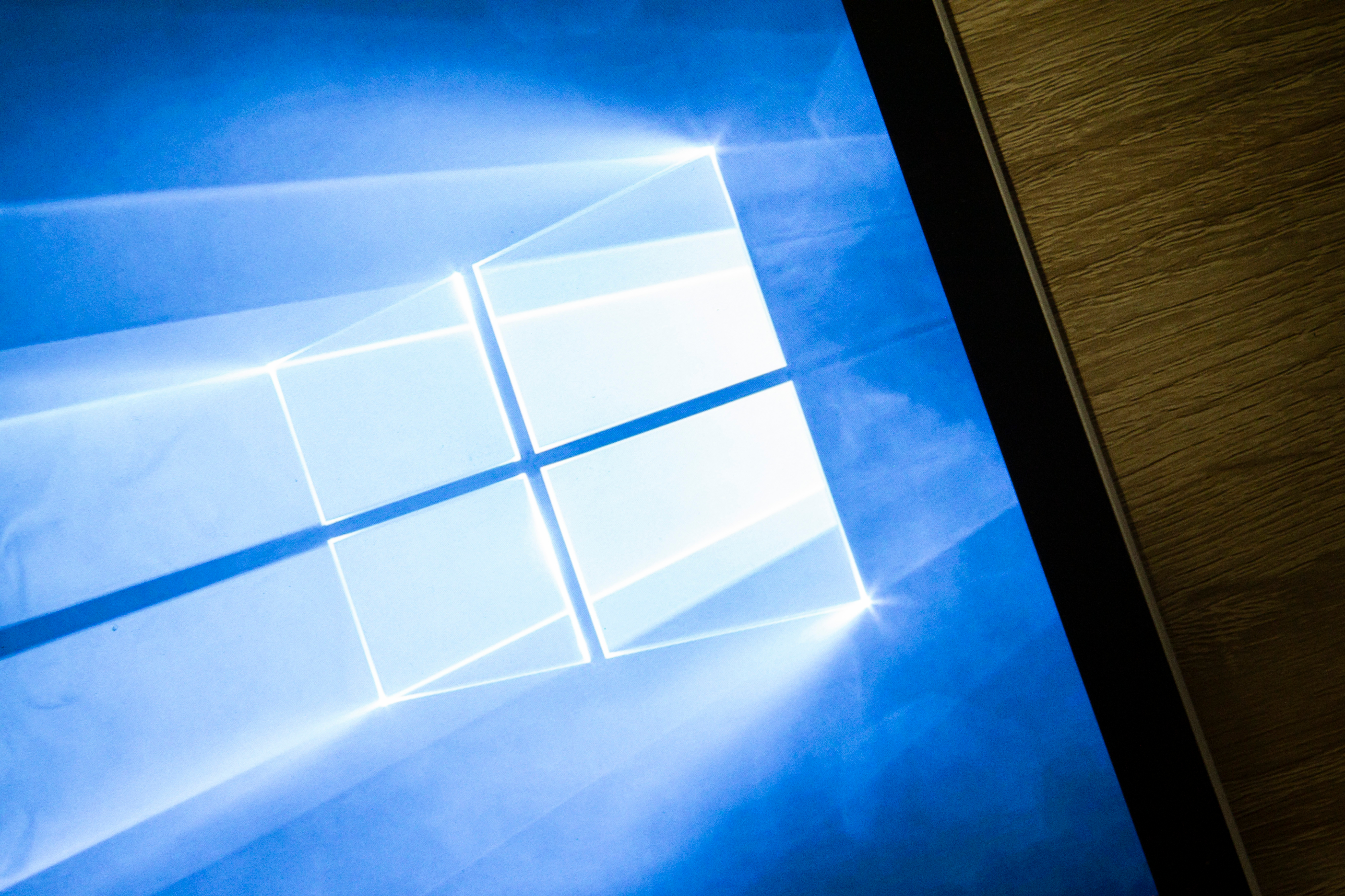 Close-up on Microsoft Window 10 Screen Background on the Microsoft Surface