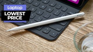 Apple Pencil laying across an iPad keyboard