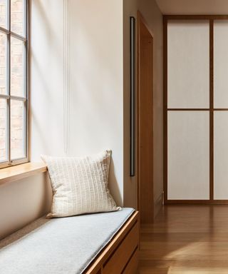 A Japandi-style minimalist window seat