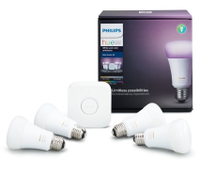 Philips Hue White Starter Kit
The Philips Hue White Starter kit includes two dimmable bulbs and the hub. The Philips Hue app is the most comprehensive of all those we've tested, and works with a lot of smart home systems, including Alexa, Google Home, and more.