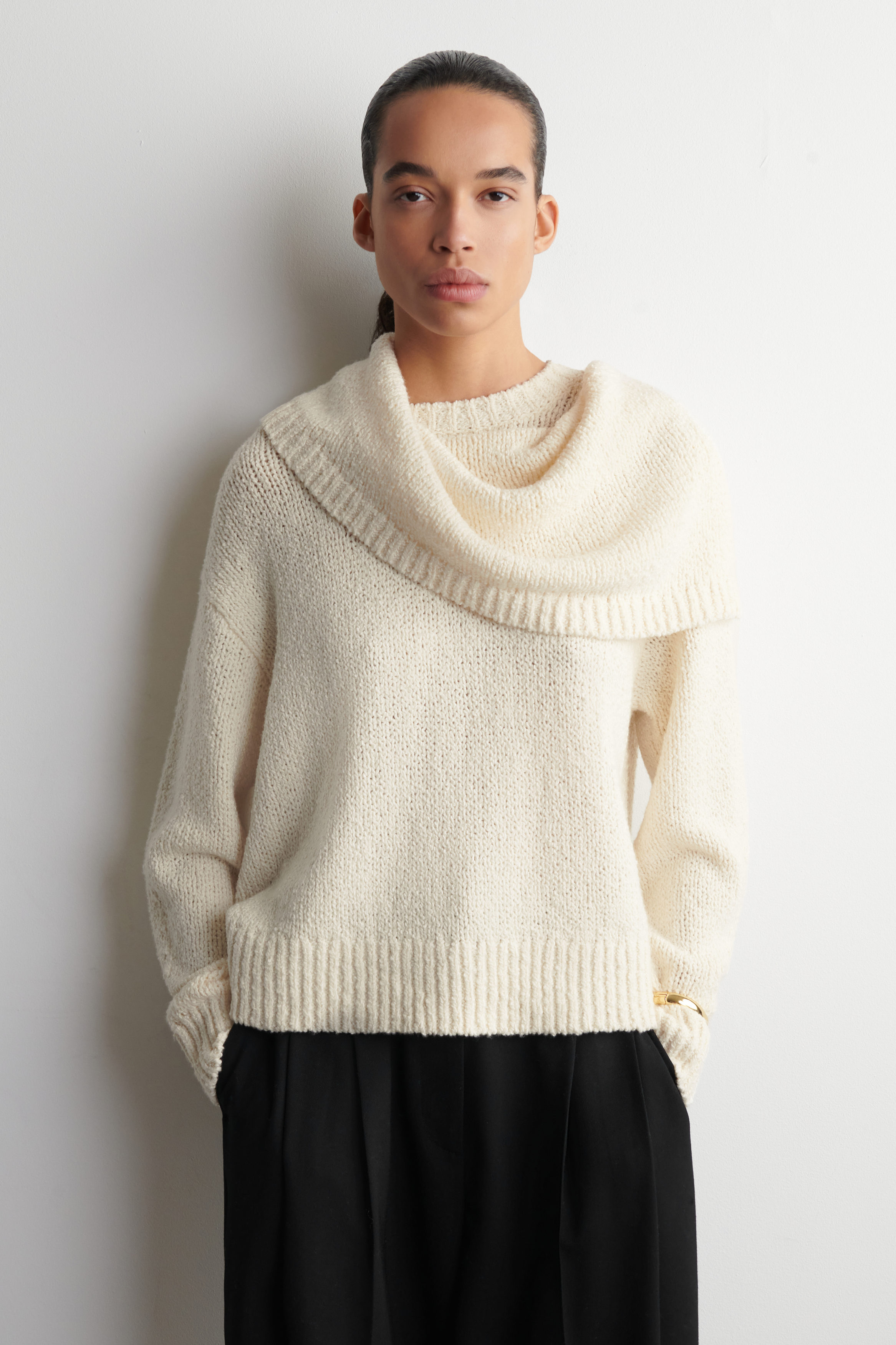 Layered Shawl Merino-Cashmere Sweater