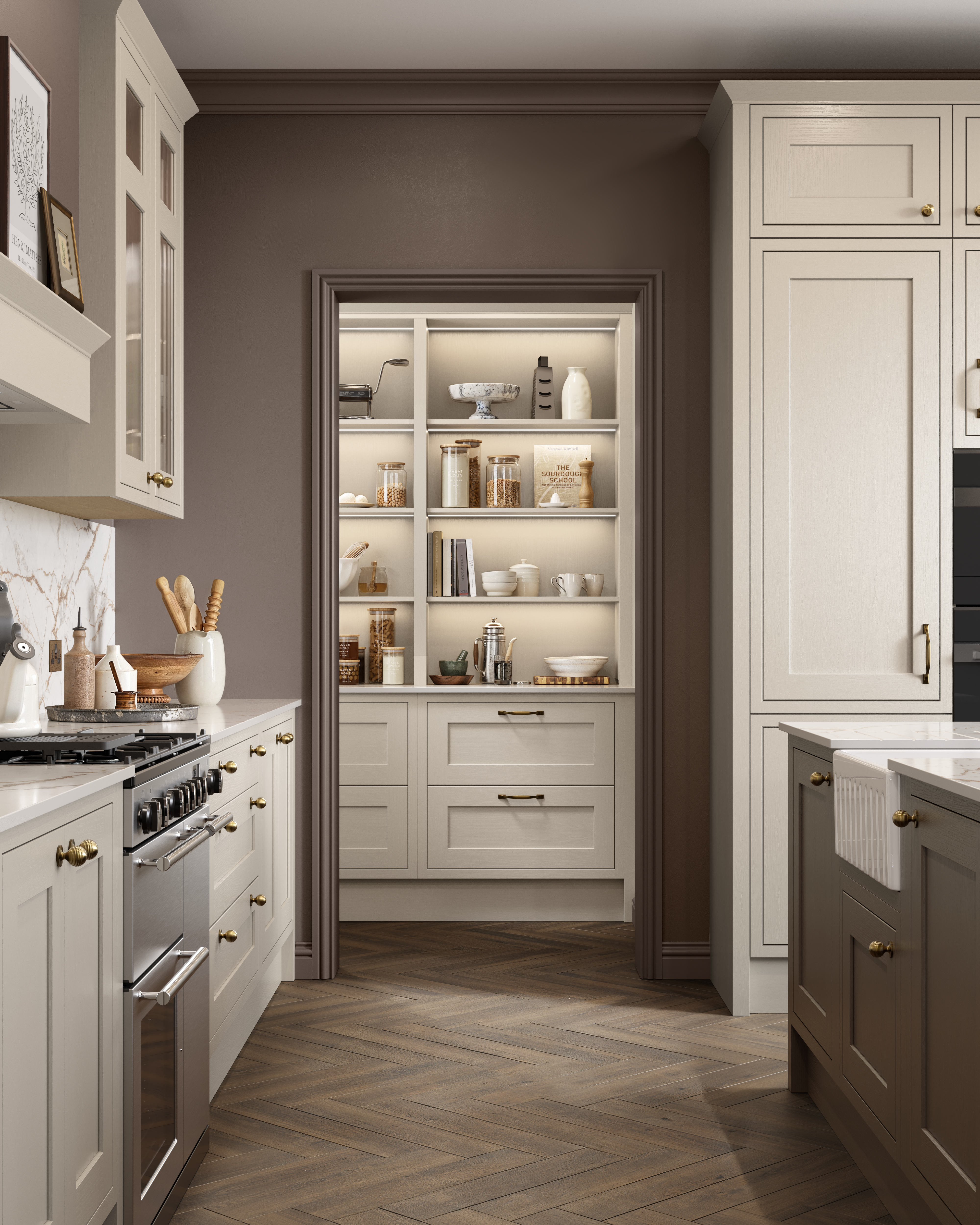 Howdens Ilfracombe Pebble and Truffle classic kitchen range