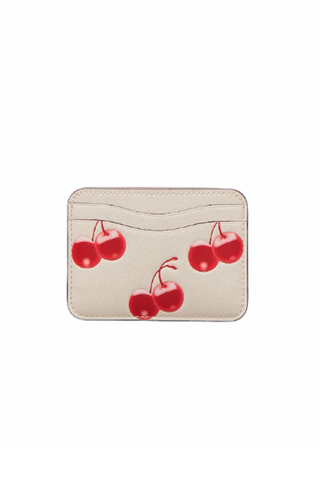 Wavy Card Case In Coachtopia Leather With Cherry Print