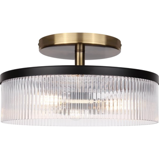 A ribbed glass flush mount light fixture