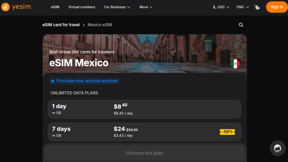 Yesim website screenshot (October 2025).