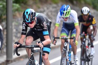 Chris Froome struggles during stage 11.