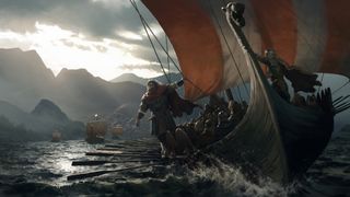 Viking on a longship