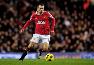 Ryan Giggs on the ball for Manchester United against Tottenham in January 2011.