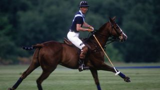 King Charles is seen playing Polo for 'Les Diables Bleus'
