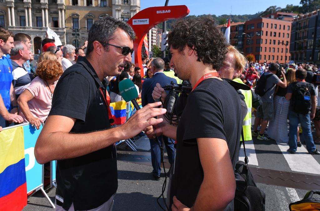 Race director Javier Guill&eacute;n gives a pre-stage interview to ITV