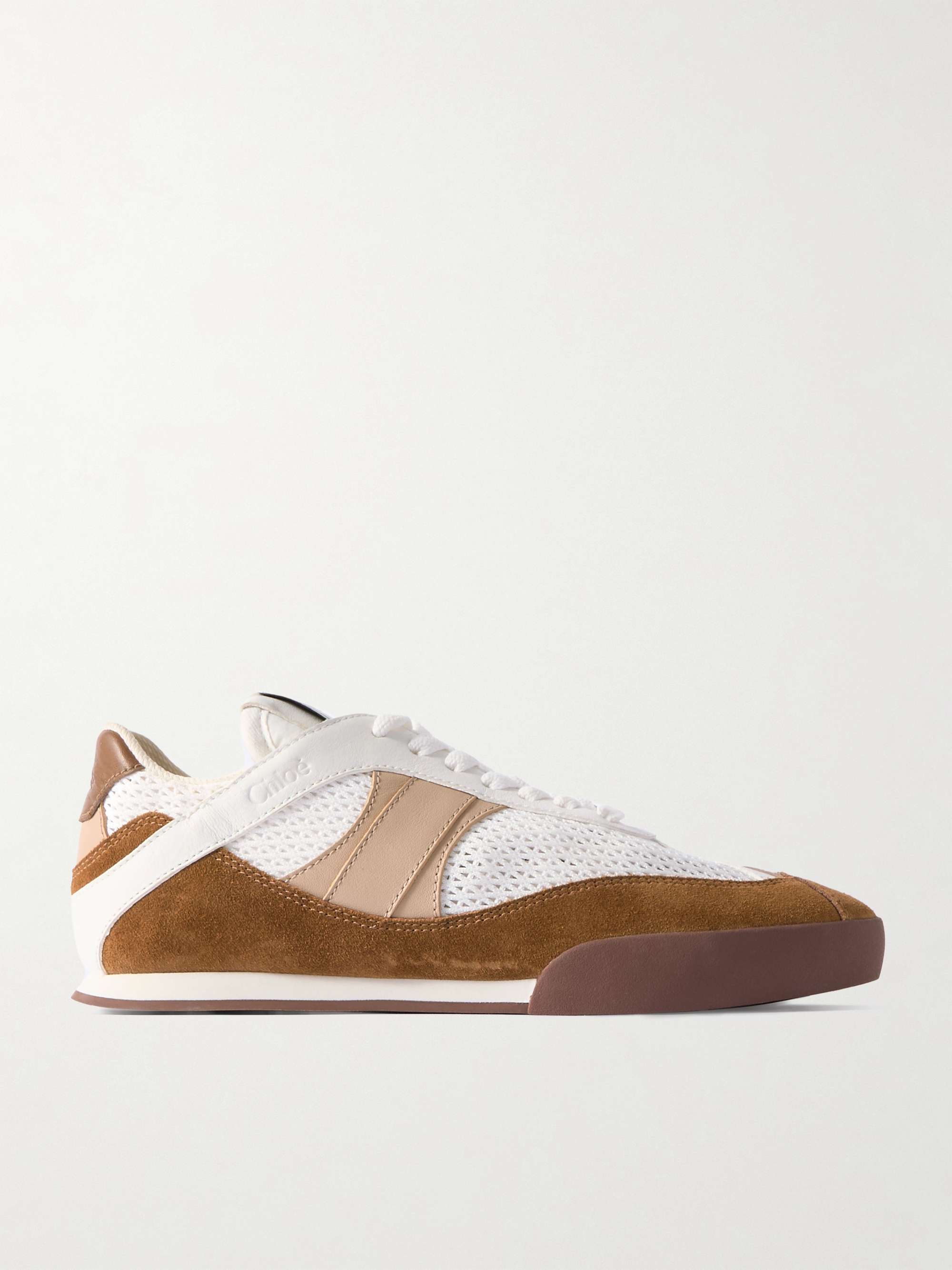 Suede, mesh and leather sneakers