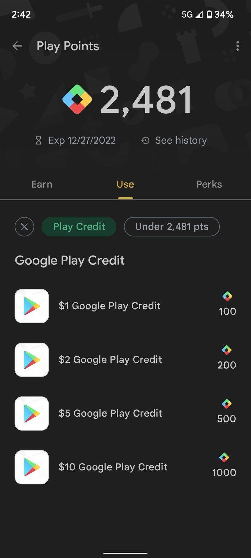 Google Play Points Redeem