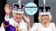 King Charles and Queen Camilla stand on the balcony of Buckingham Palace 