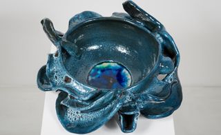 An ocean-inspired bowl in various shades of blue.