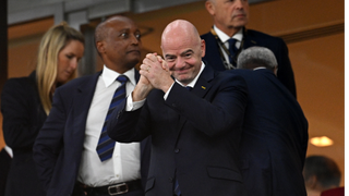 Gianni Infantino at the World Cup match between Brazil and Switzerland