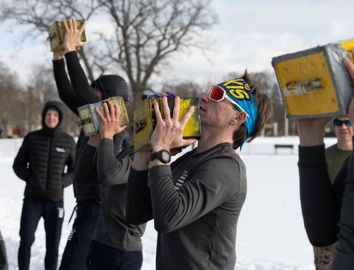 Part of the Combat Fitness Test included lifting a 30-pound box for two minutes