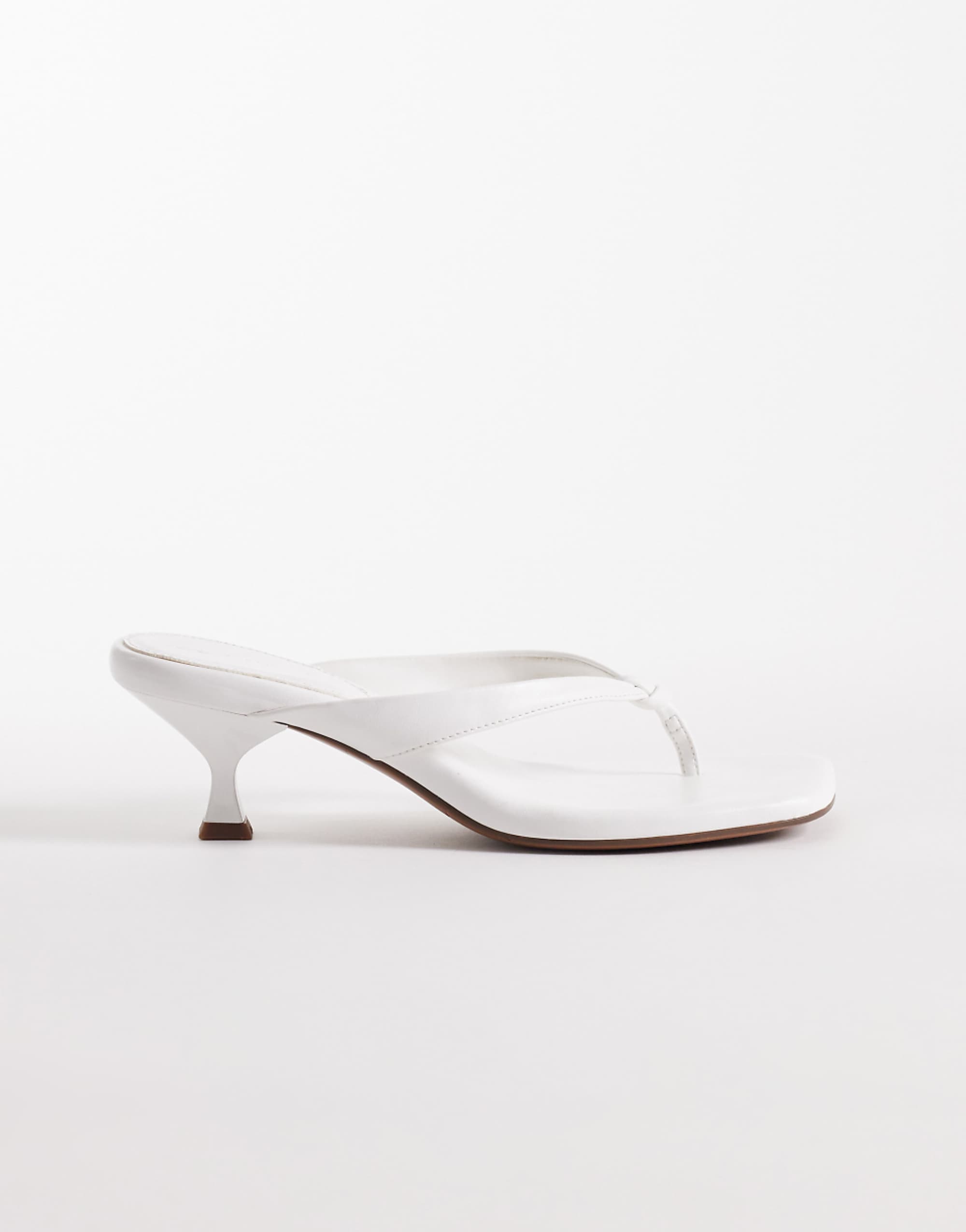 Asos Design Havana Toe Thong Kitten Heel Sandals in White