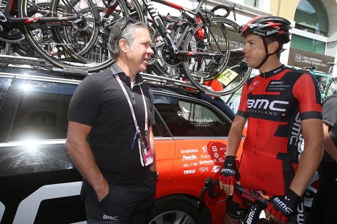 Steve Morabito (BMC) before the start with team manager Jim Ochowicz