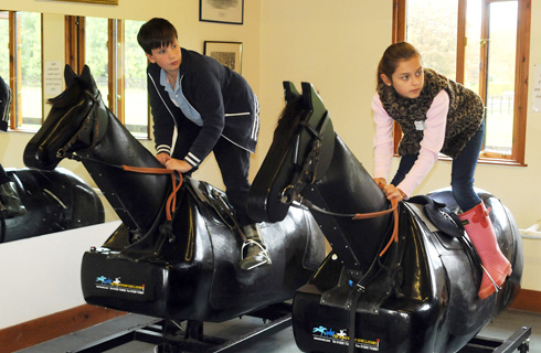 Perfect position: the children got to ride the racing simulator