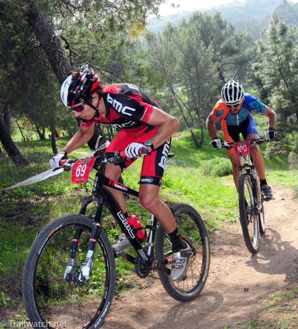 Kerry Werner (BMC) climbing the twisty course