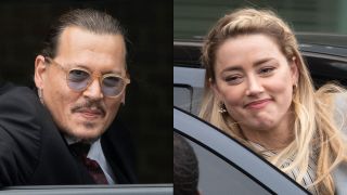 Johnny Depp and Amber Heard in cars outside the courtroom during Depp v Heard trial