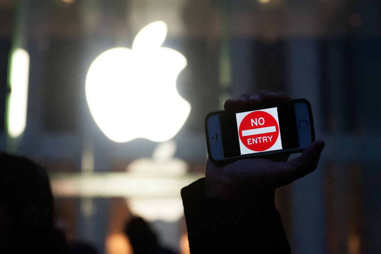 A protest at Apple