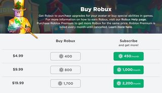 Roblox Robux Page