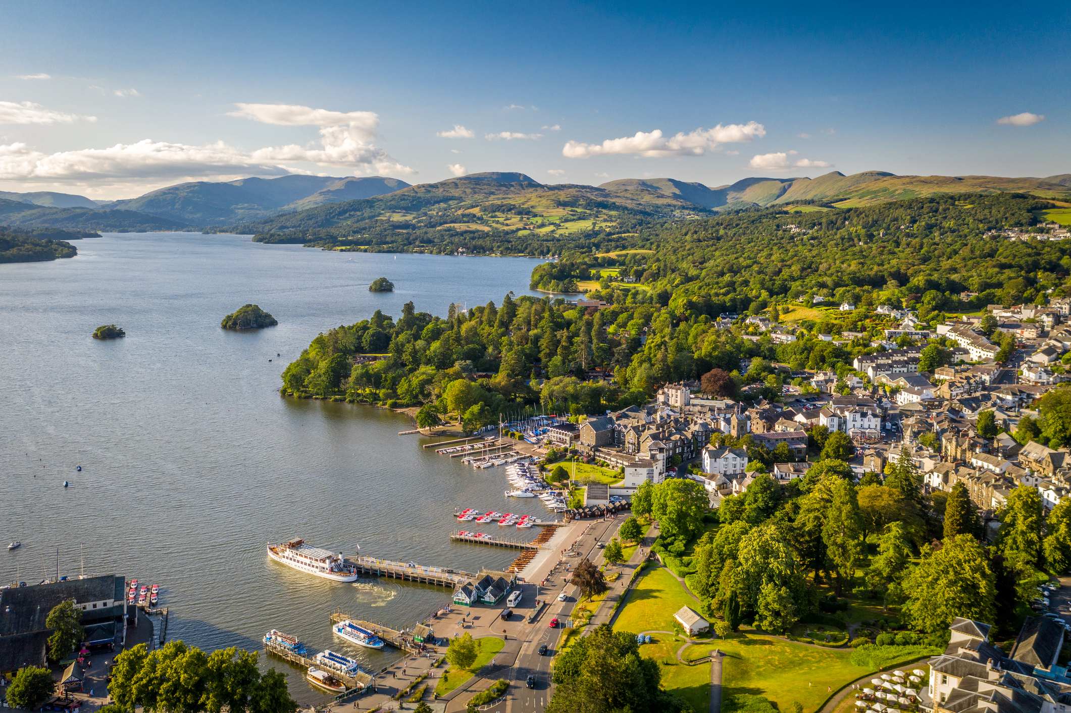The idyllic lakeside town of Bowness-on-Windermere, Cumbria, UK