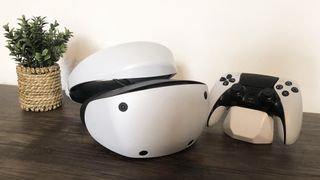 A photo of PSVR 2 and DualSense controller