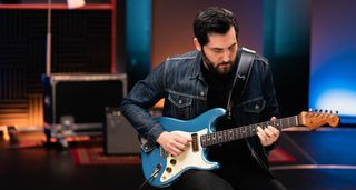 Fender Custom Shop Ariel Posen Stratocaster: Posen's new signature model was inspired by the Jazzmaster and has custom-wound AP-90 pickups. Check out those cupcake-style control knobs.