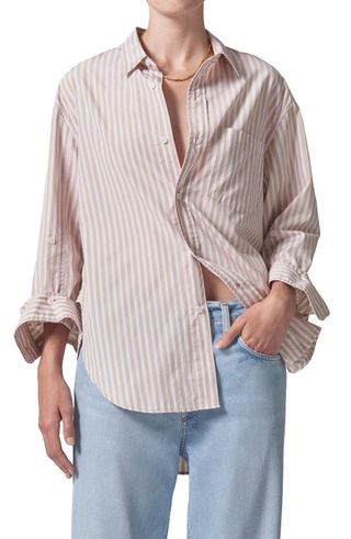 Kayla Mesa Stripe Oversize Button-Up Shirt
