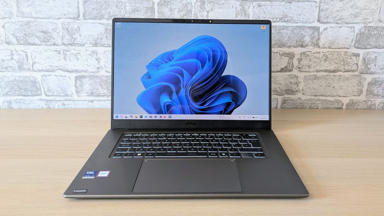 The MSI Prestige A16 AI+ on the ITPro background