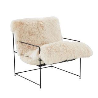A high pile fluffy accent chair
