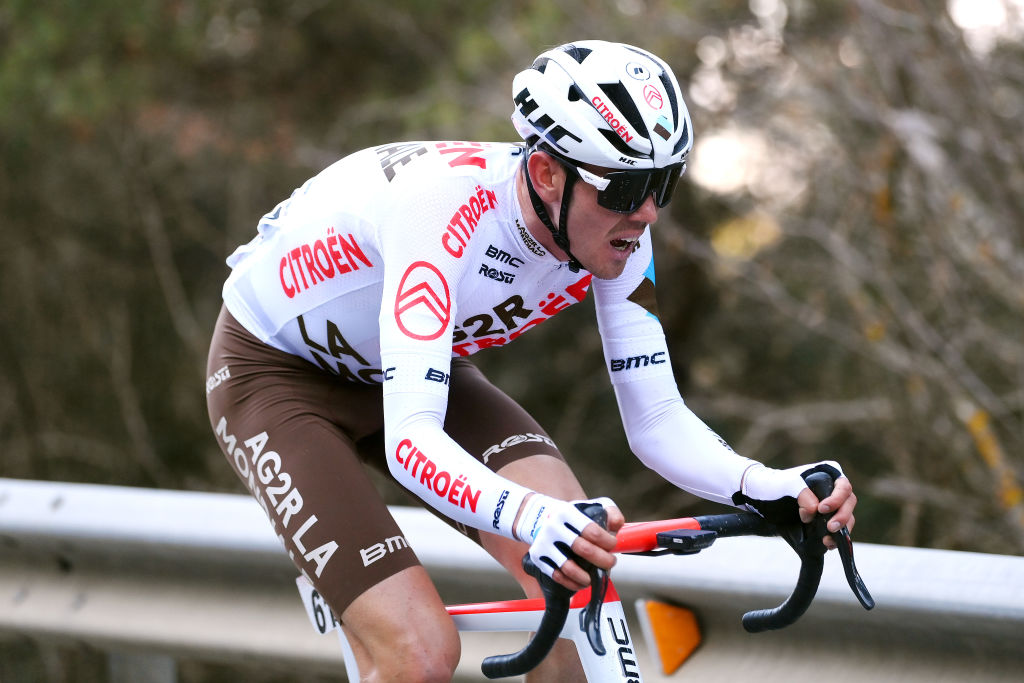 LA MOLINA SPAIN  MARCH 23 Ben Alexander Oconnor of Australia and AG2R Citren Team competes in the breakaway during the 101st Volta Ciclista a Catalunya 2022 Stage 3 a 1611km stage from Perpignan to La Molina 1691m  VoltaCatalunya101  WorldTour  on March 23 2022 in La Molina Spain Photo by David RamosGetty Images