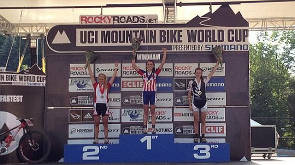 The junior women's podium in Windham