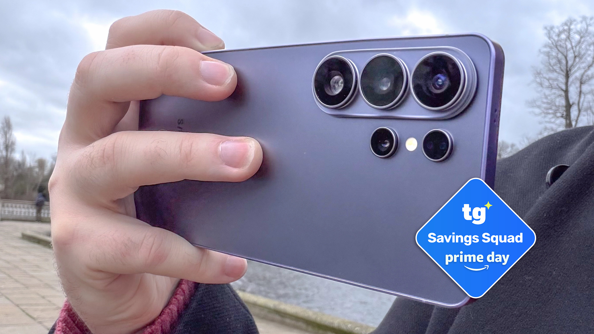 Galaxy S26 Ultra with prime day badge nearby.
