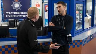 Coronation Street Kit and Craig at the police station in uniform week 50