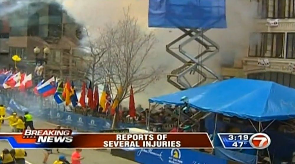 Boston Marathon bomb explosion