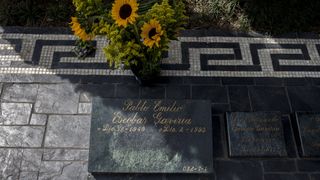 Pablo Escobar's grave at Jardines Montesacro cemetery