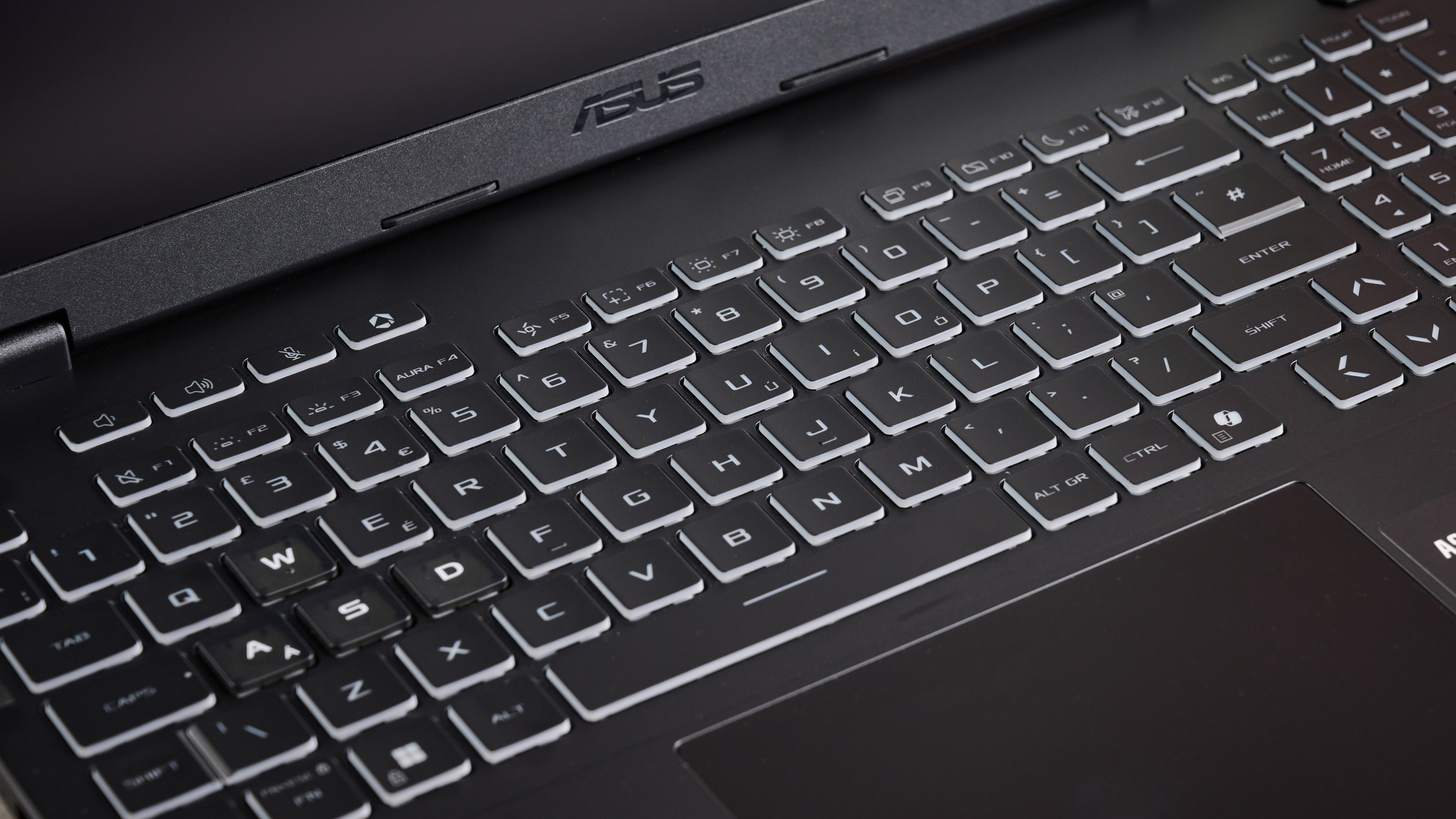 Close-up of keyboard on ASUS TUF Gaming A16 (2025)