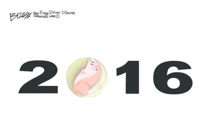 Political cartoon U.S. trump Hillary 2016